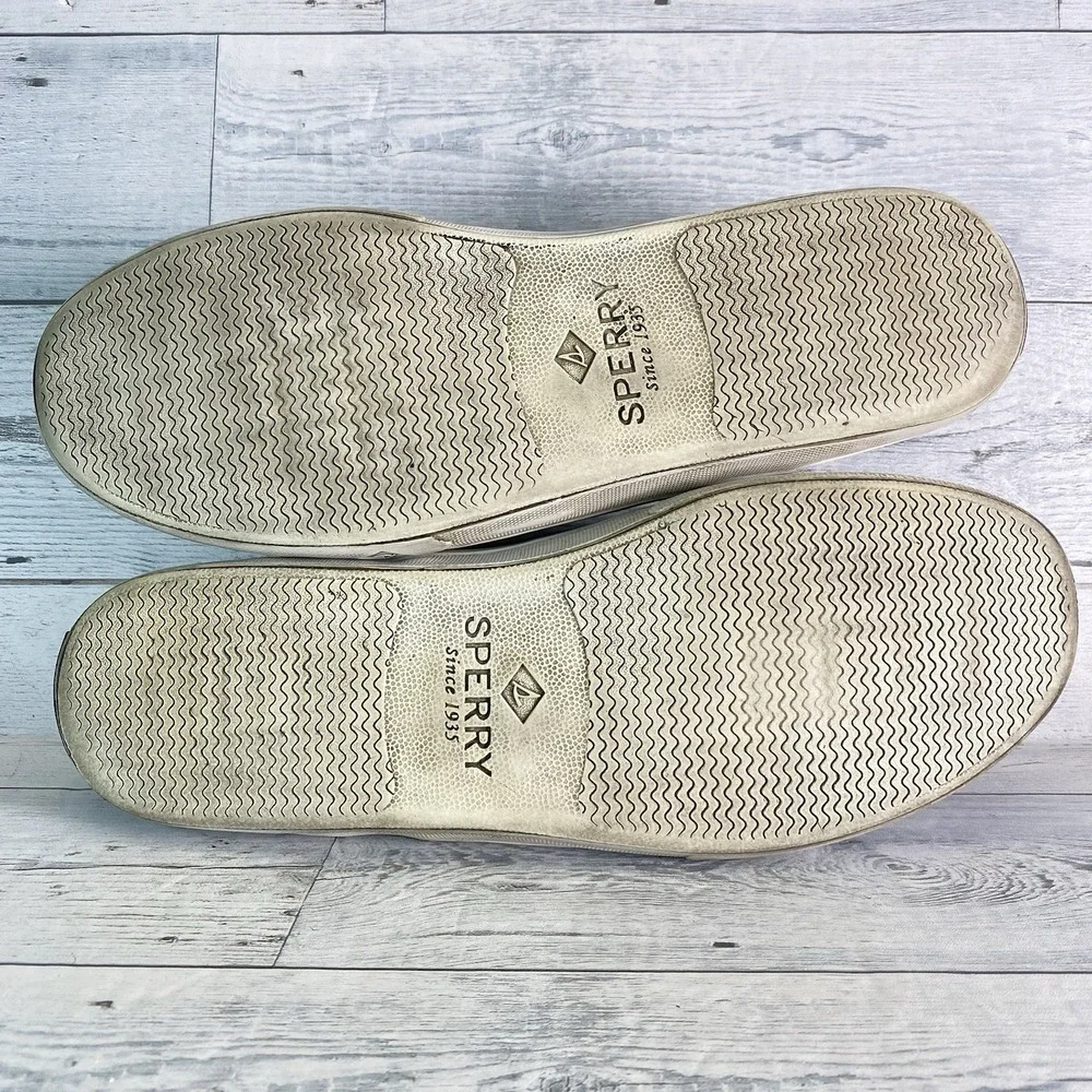 Sperry Shoes Mens 12 Gray Canvas Casual Nautical Preppy Leisure Comfy Sneakers